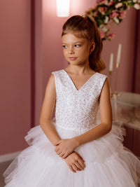 Iris satin flower girl dress
