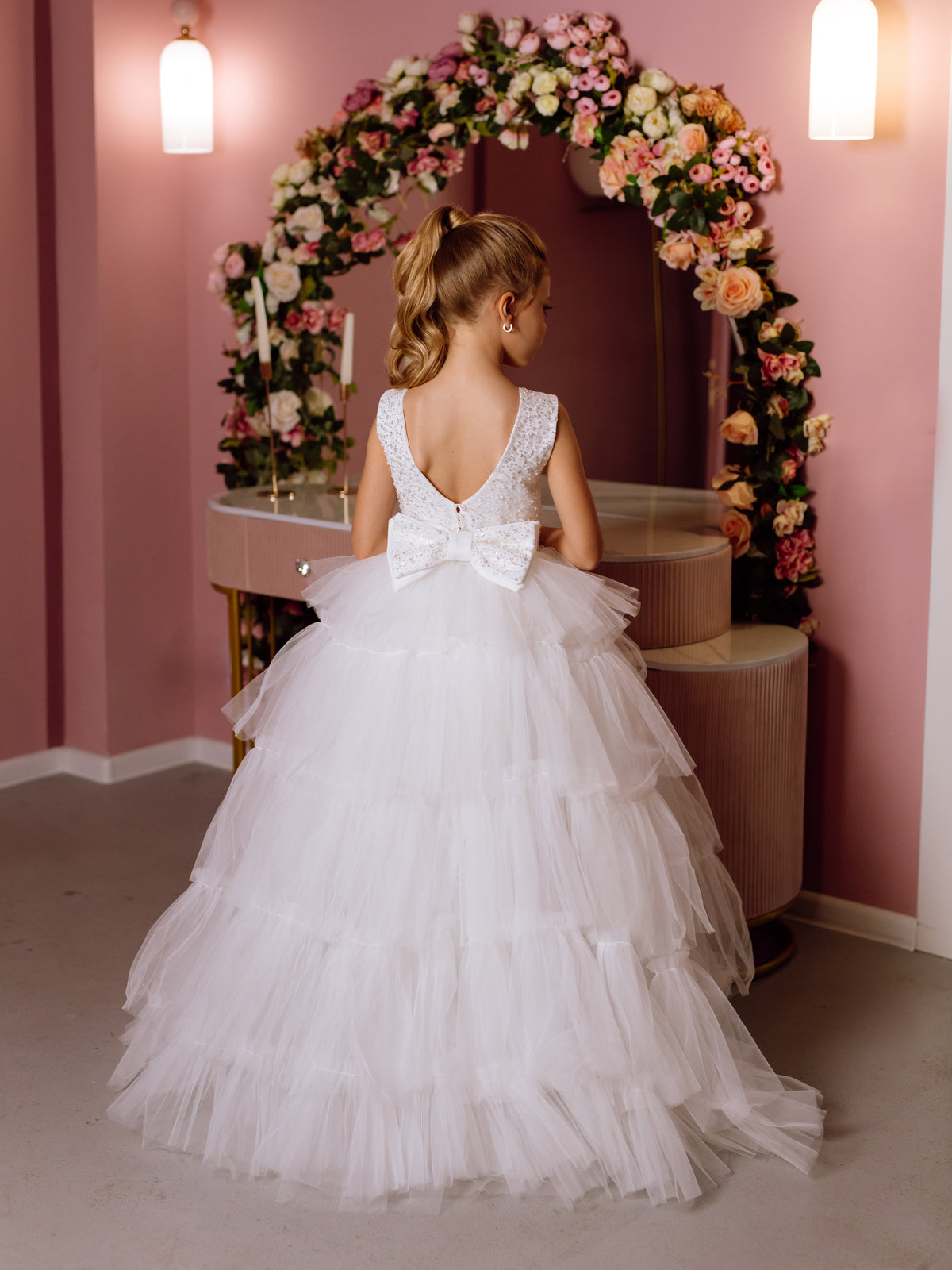 Iris satin flower girl dress