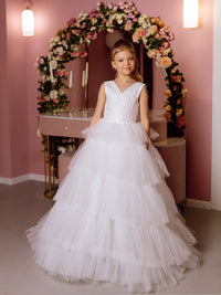 Iris satin flower girl dress