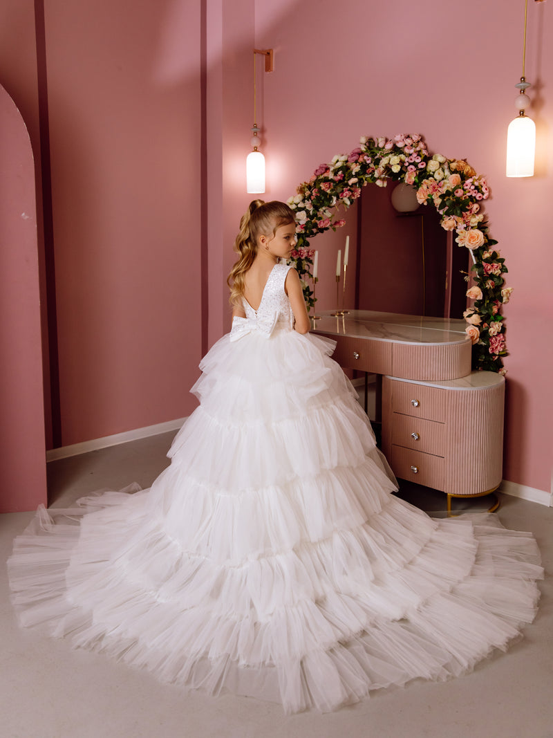 Iris satin flower girl dress