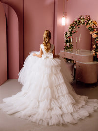 Iris satin flower girl dress