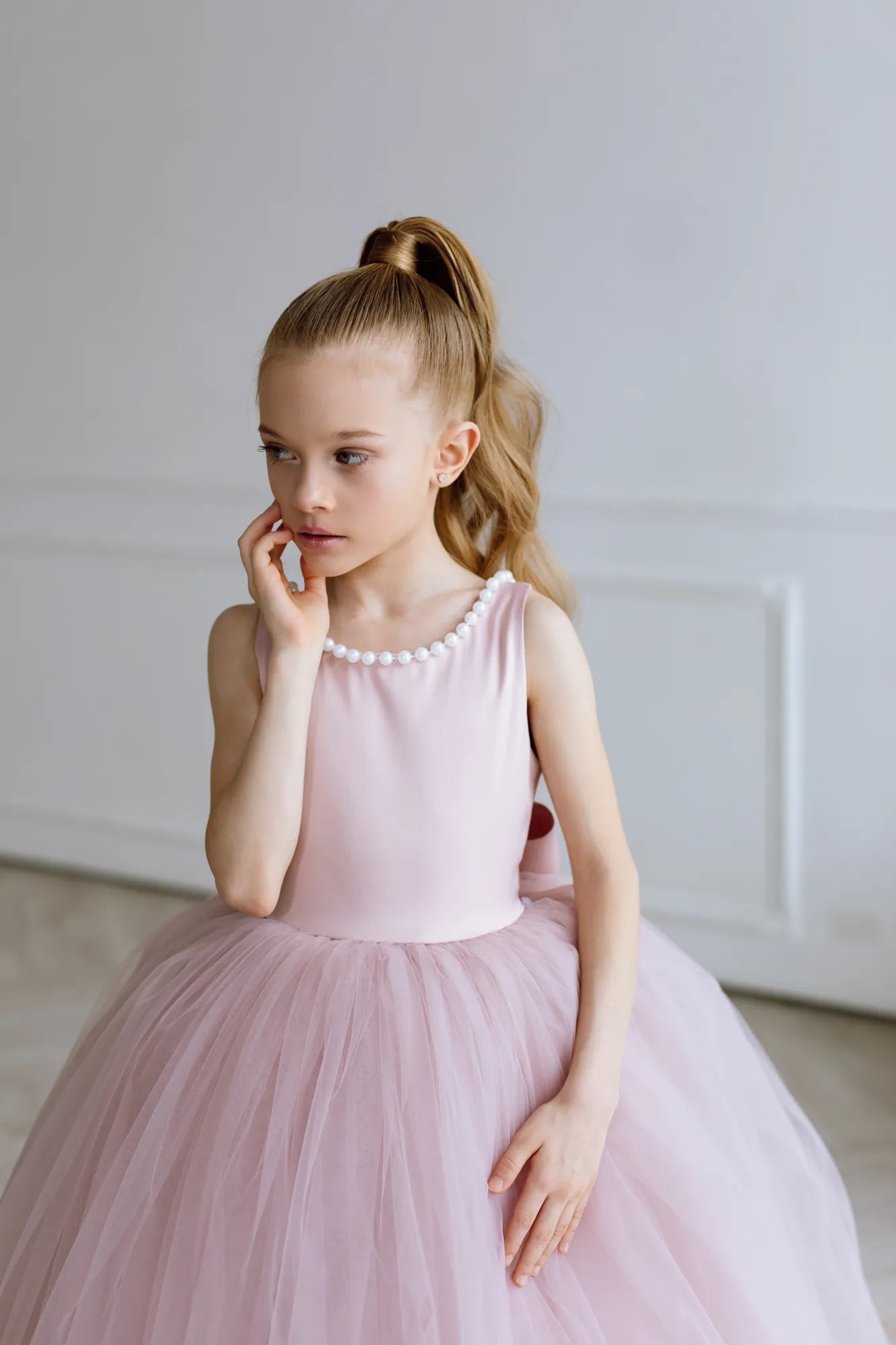 Fiona satin flower girl dress for weddings, communions and birthday parties
