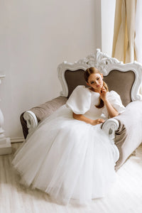 Belle with tulle skirt flower girl dress