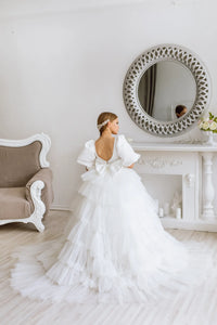 Belle with tulle skirt flower girl dress