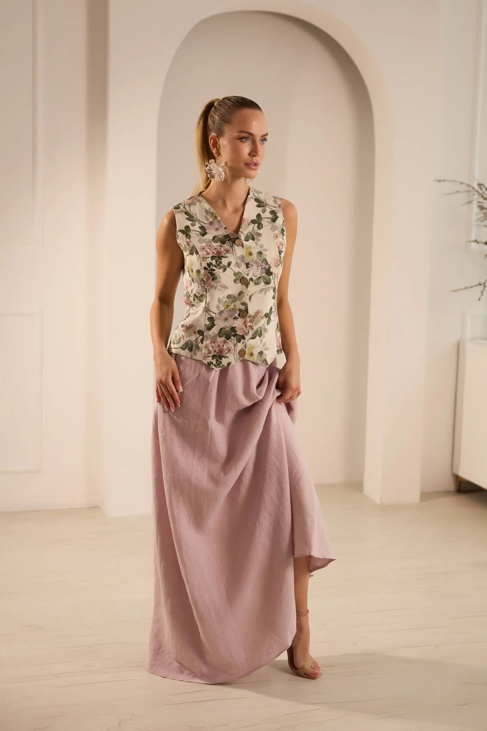 Lumiere Elegant Linen Skirt Set