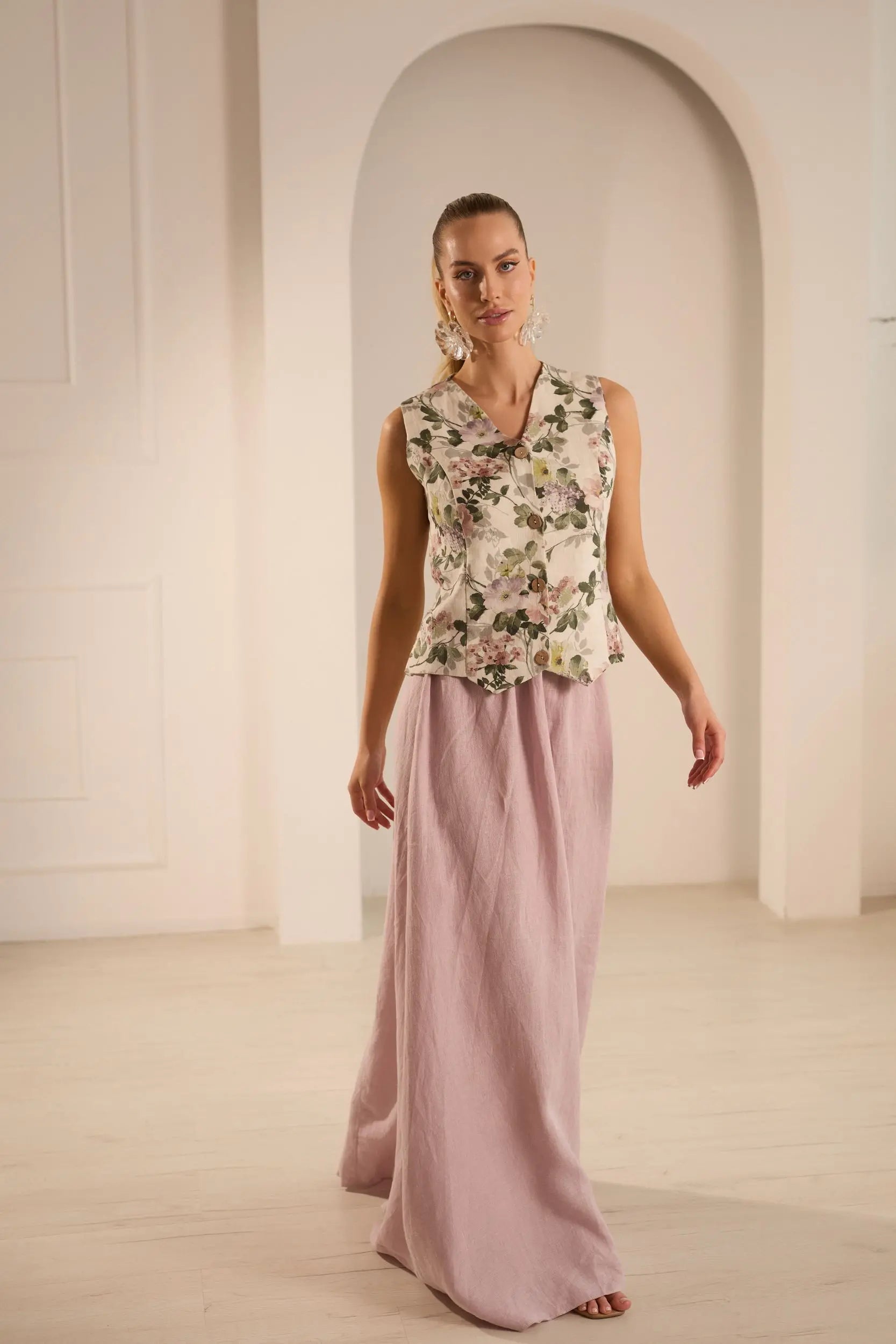 Lumiere Elegant Linen Skirt Set