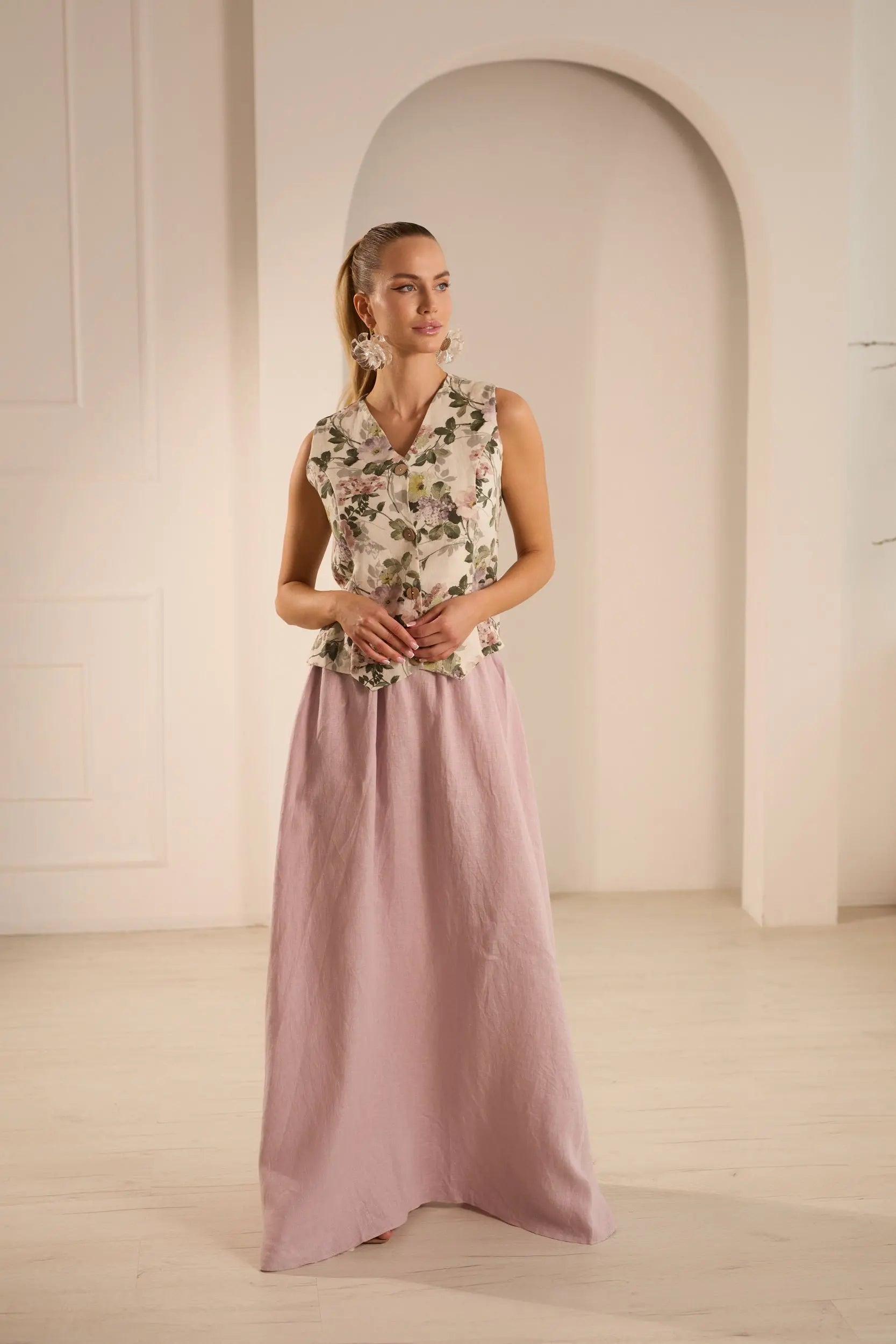 Lumiere Elegant Linen Skirt Set