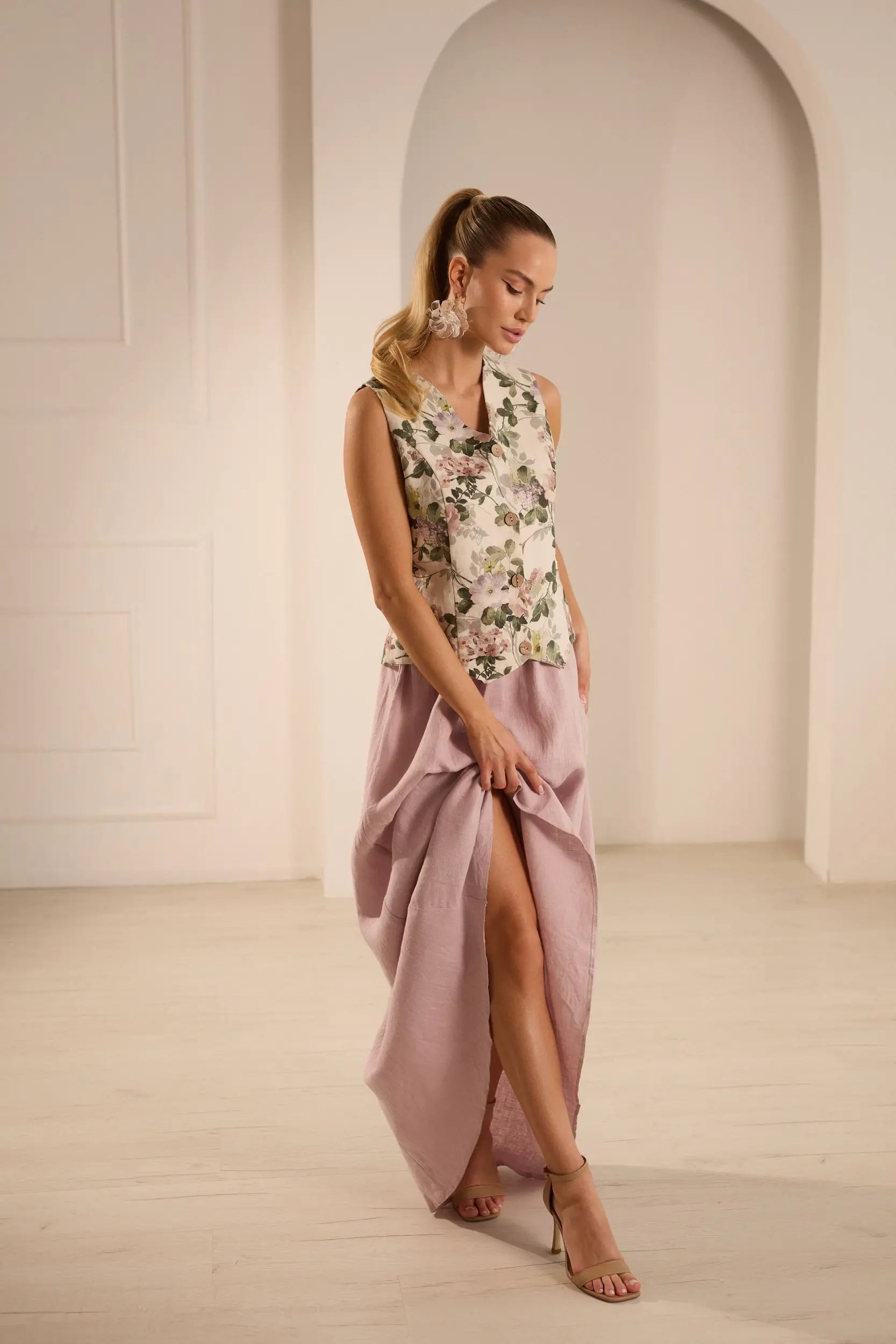 Lumiere Elegant Linen Skirt Set