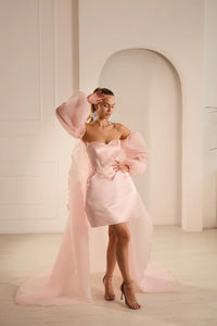 Barbie Elegant High-Low Mini Dress With Train