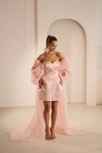 Barbie Elegant High-Low Mini Dress With Train