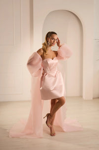 Barbie Elegant High-Low Mini Dress With Train