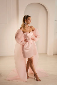Barbie Elegant High-Low Mini Dress With Train