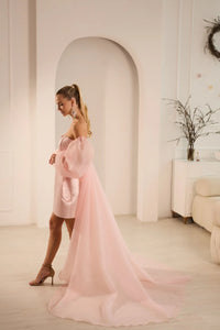 Barbie Elegant High-Low Mini Dress With Train