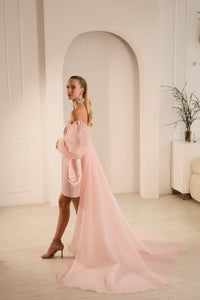 Barbie Elegant High-Low Mini Dress With Train