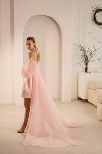 Barbie Elegant High-Low Mini Dress With Train