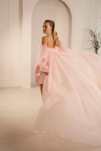 Barbie Elegant High-Low Mini Dress With Train