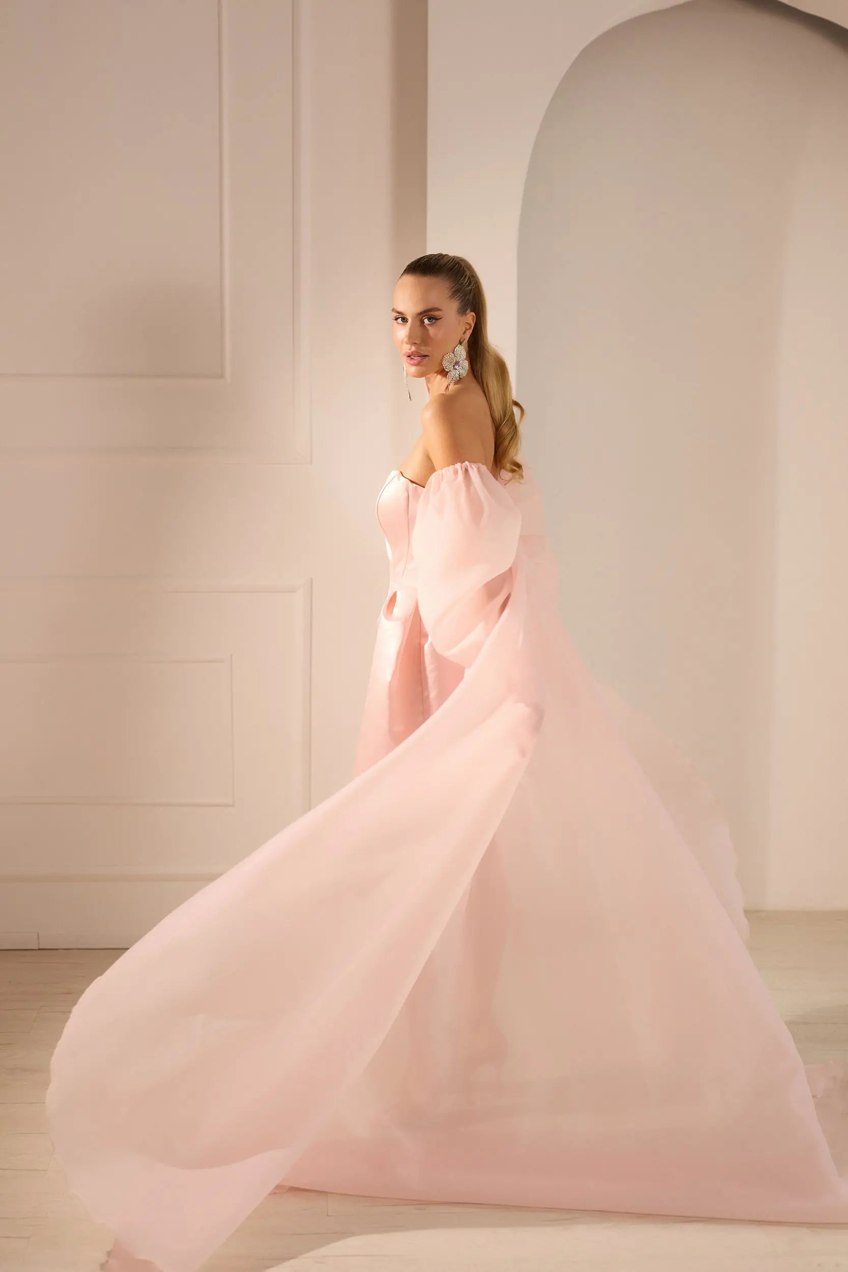 Barbie Elegant High-Low Mini Dress With Train