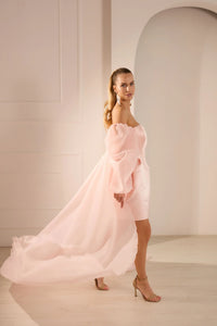 Barbie Elegant High-Low Mini Dress With Train