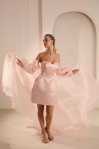 Barbie Elegant High-Low Mini Dress With Train