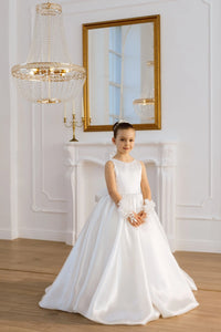 Adelina satin flower girl dress