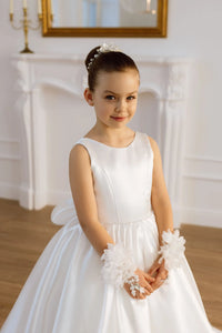 Adelina satin flower girl dress