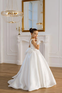 Adelina satin flower girl dress