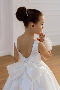 Adelina satin flower girl dress