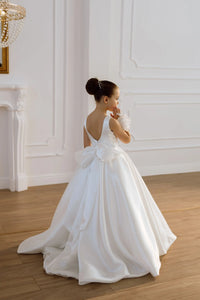 Adelina satin flower girl dress