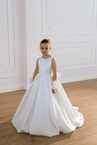 Adelina satin flower girl dress