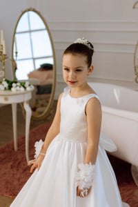 Adelina satin flower girl dress