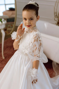 Adelina satin flower girl dress