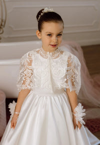 Adelina satin flower girl dress