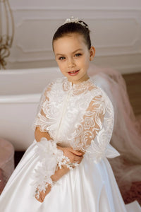 Adelina satin flower girl dress