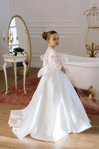 Adelina satin flower girl dress