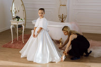Adelina satin flower girl dress