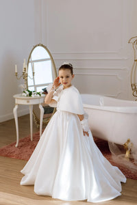 Adelina satin flower girl dress
