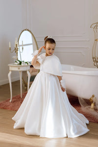 Adelina satin flower girl dress