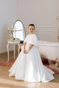 Adelina satin flower girl dress