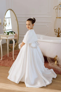Adelina satin flower girl dress