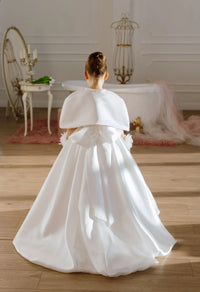 Adelina satin flower girl dress