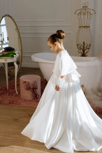 Adelina satin flower girl dress