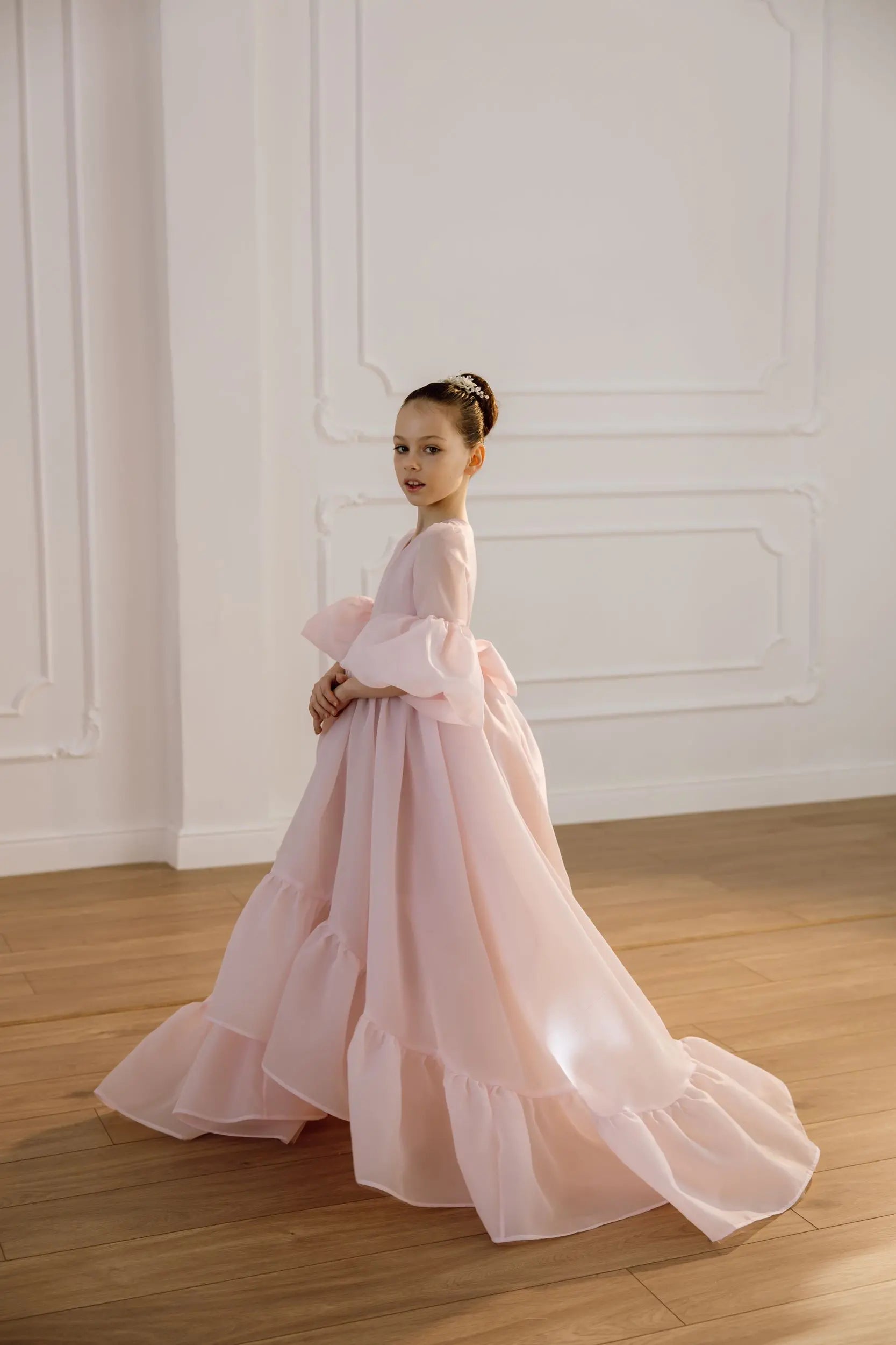 Valentina satin flower girl dress