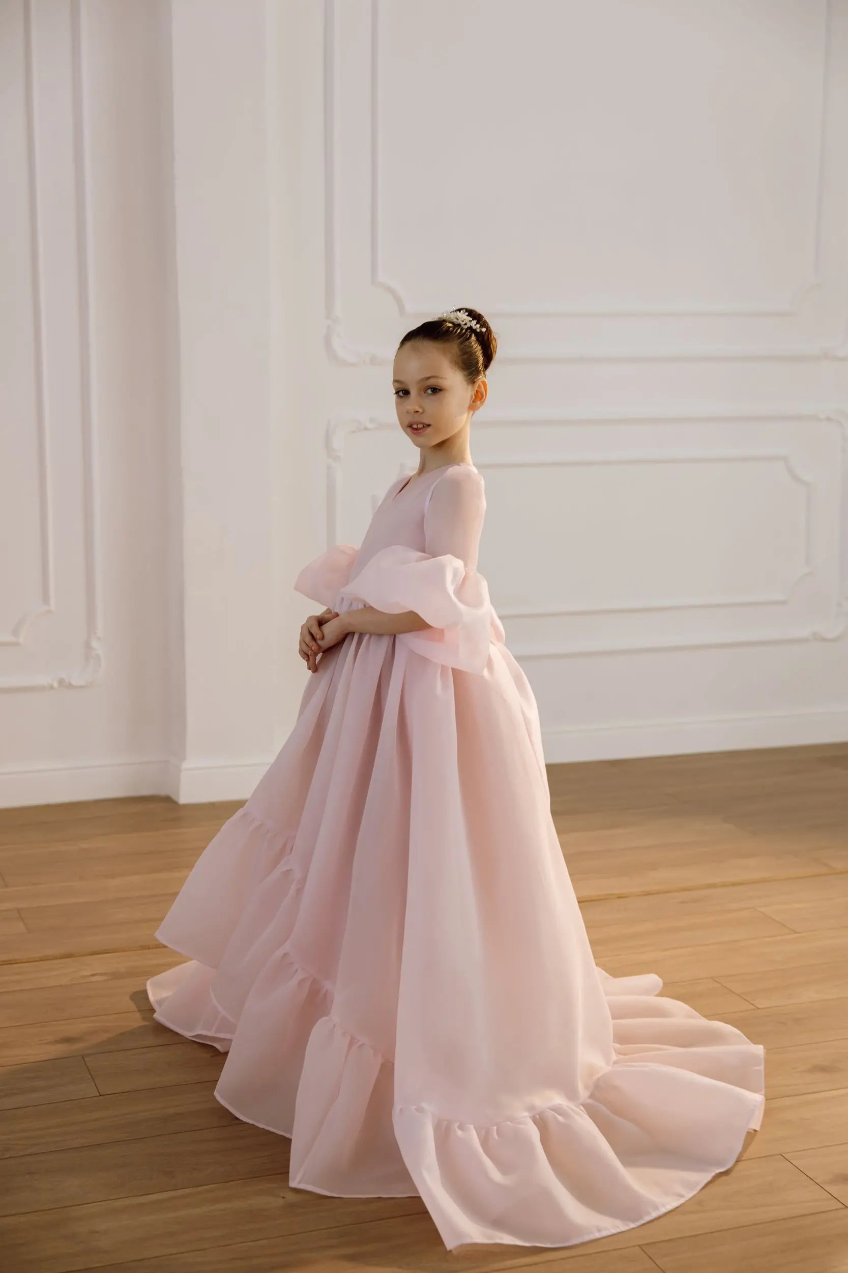 Valentina satin flower girl dress