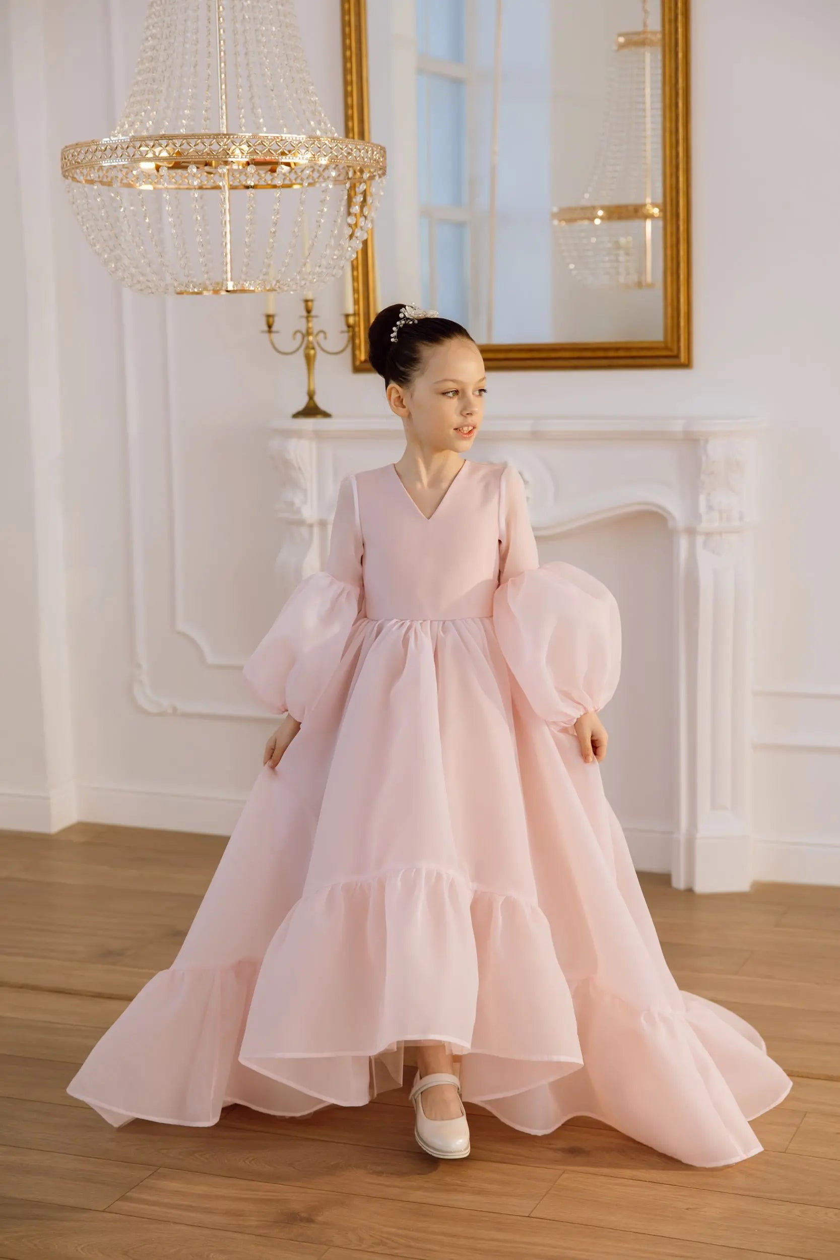 Valentina satin flower girl dress