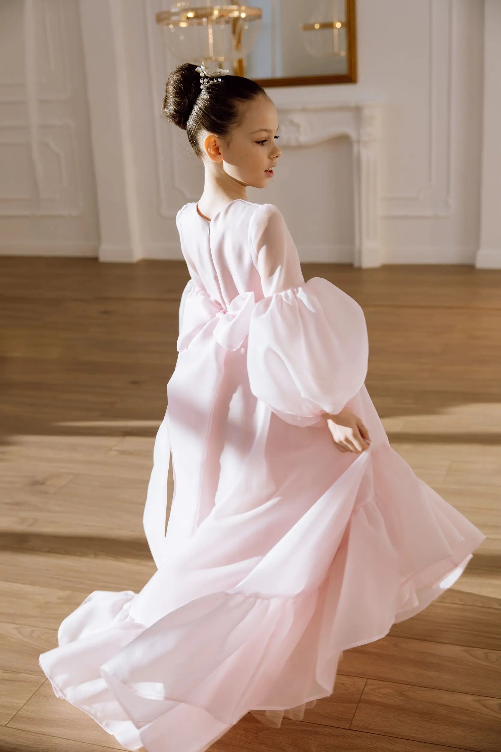 Valentina satin flower girl dress