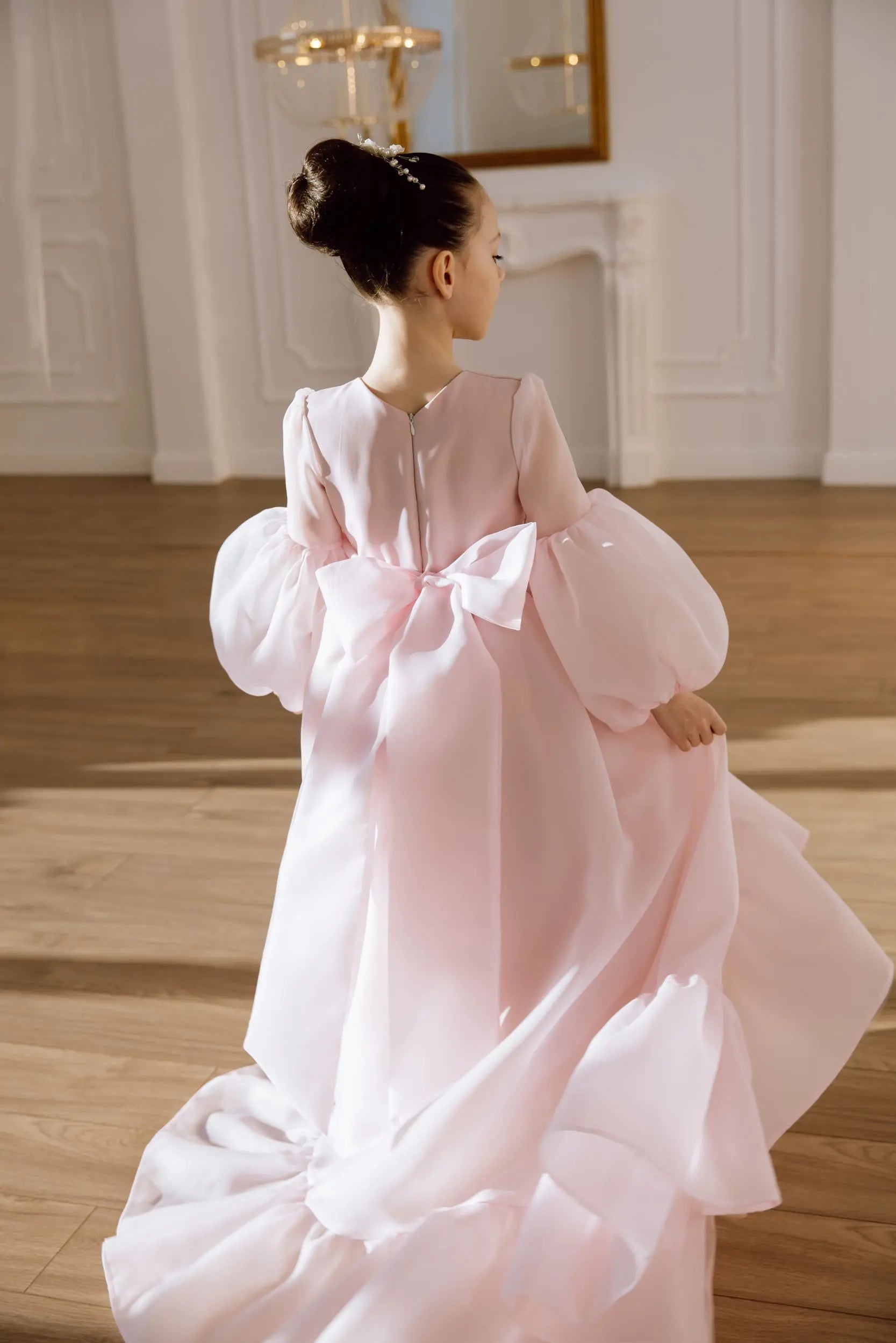 Valentina satin flower girl dress