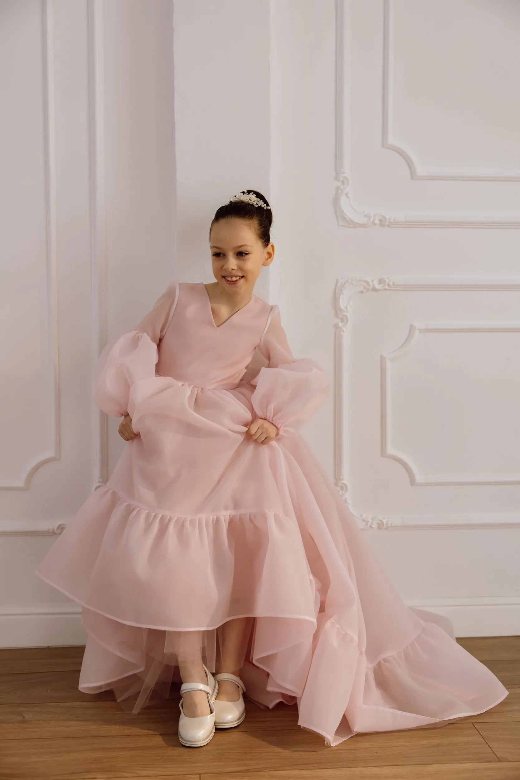Valentina satin flower girl dress