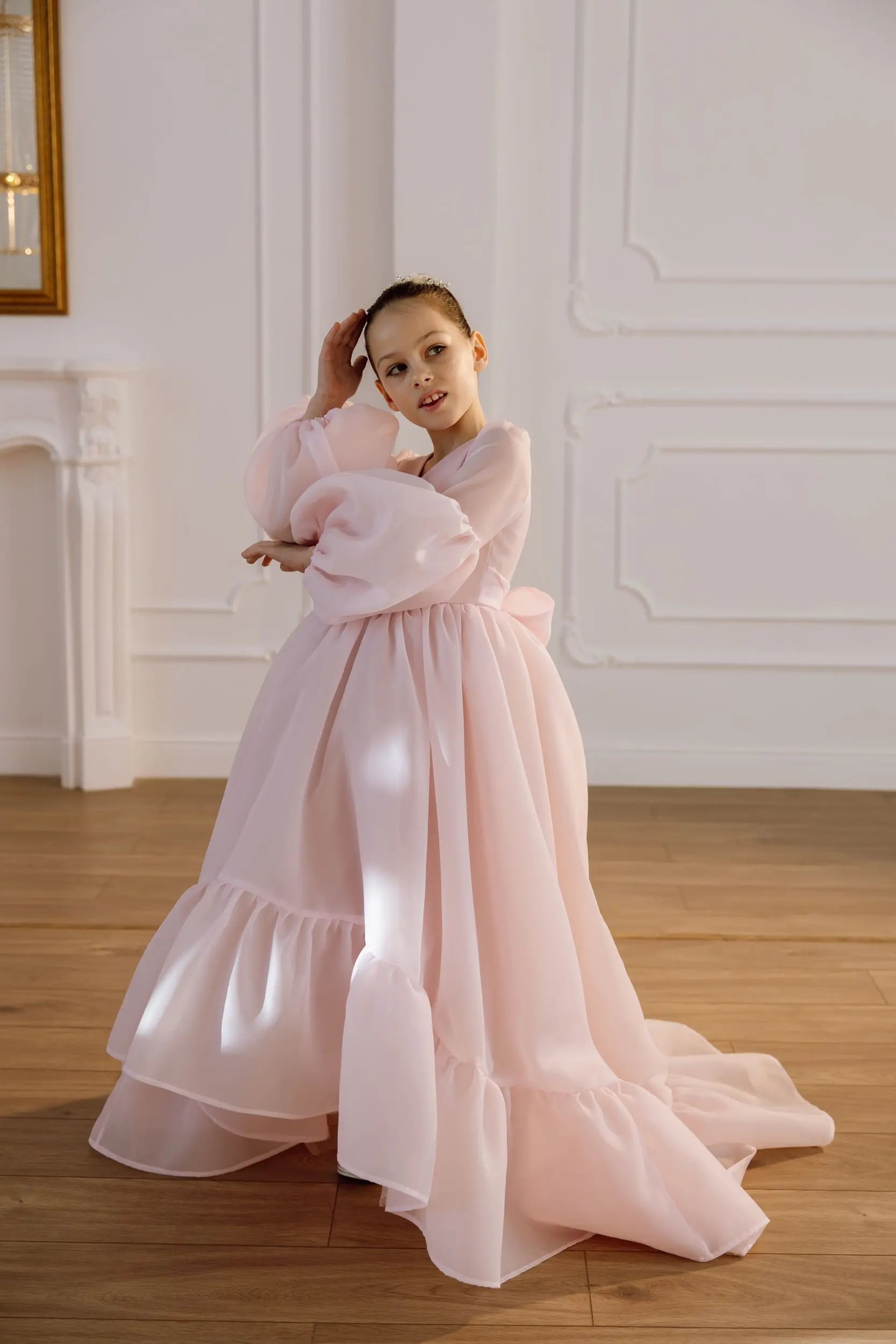 Valentina satin flower girl dress