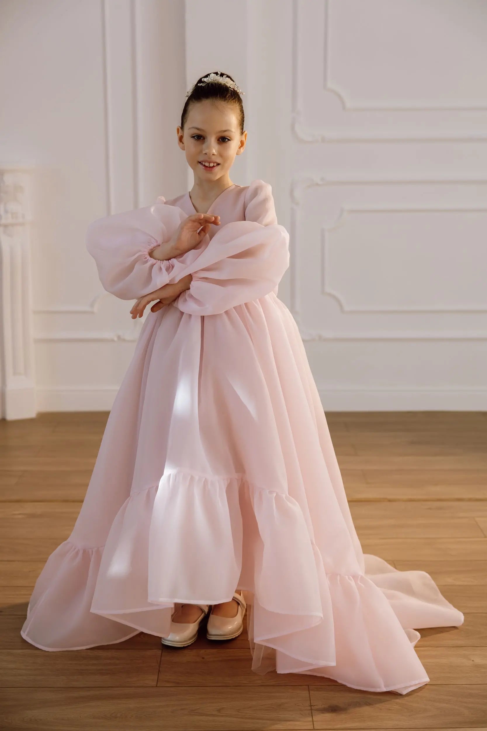 Valentina satin flower girl dress