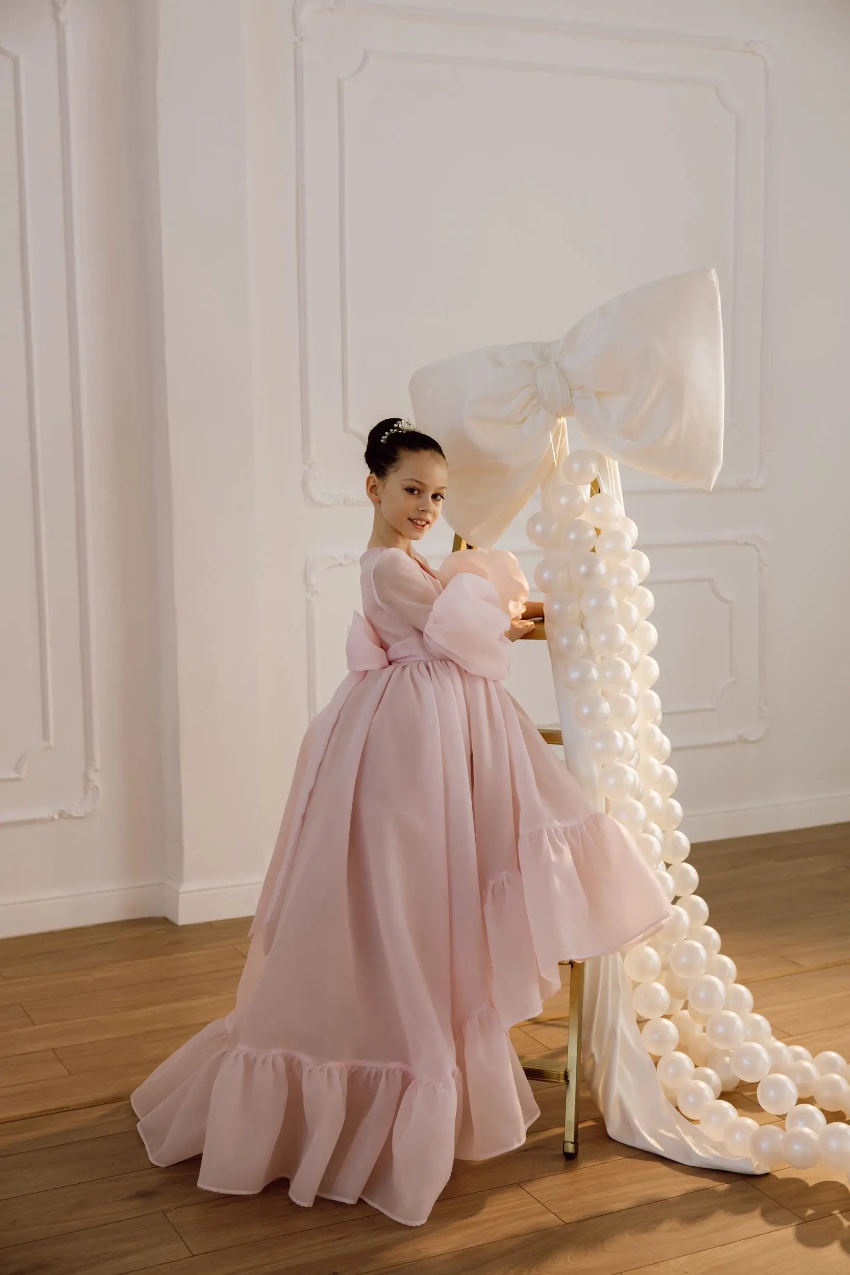 Valentina satin flower girl dress